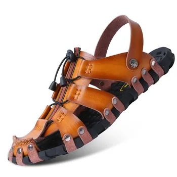 

Men Sandals Summer 2019 Genuine Leather Sandals Men Shoes Beach Sandals Zapatos Hombre Sandalias Gladiator Sandals Men Slippers