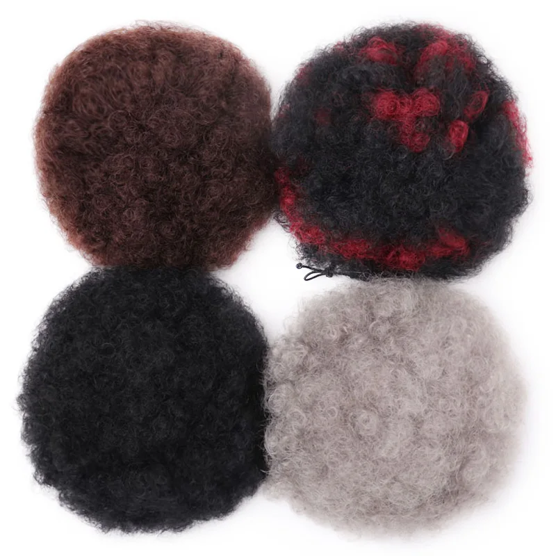

MISS WIG Short Curly Ponytail Drawstring High Puff Clip In Hair Extenssions Synthetic African American Afro Hairstyle