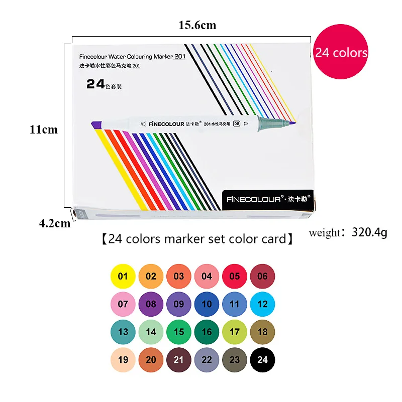 Finecolour 12/24/36Color Water-based color marker Dual Head Paint Sketch Markers Brush Pen Draw Art Supplies School Stationery
