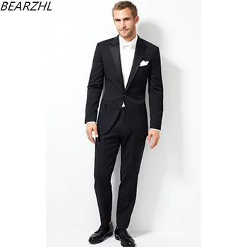 

custom suit men prom suits slim fit groom wedding tuxedo black 2020 formal wear