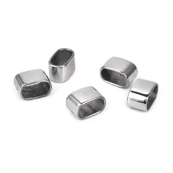 

5pcs/lot 12x6MM Stainless Steel Tone Hole Spacer Metal Beads For Men Leather Bracelet DIY Jewelry Making Best Gift