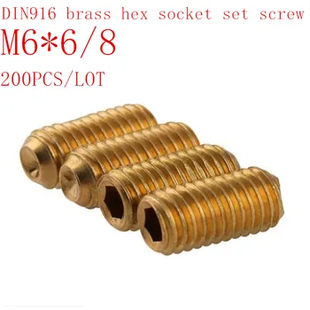 

500Pcs/Lot DIN916 M6*6/8 brass Metric Thread Grub Screws cup Point Hexagon Socket Set Screws Headless