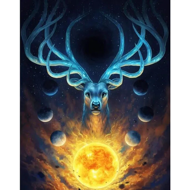 

5D DIY Diamond Painting Square/Round "The cosmic deer staring at the sun" Diamond Embroidered Rhinestone Home Decortio