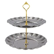 Нержавеющая сталь 2-ярусная фрукты и десерты Серебро Золото подставка для пирога дисплей для свадебной вечеринки с изображением пирожного на день рожденья стандарт