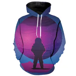 Cloudstyle 3D толстовки для мужчин Уличная комиксов подвеска в виде космонавта и планеты принт Спортивная Фиолетовый Модные