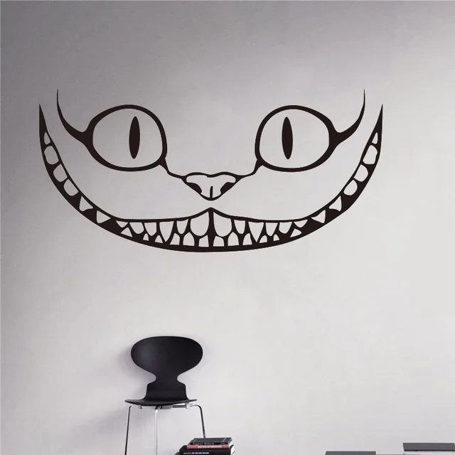Smiling Cheshire Cat Vinyl Decal Alice in Wonderland Wall
