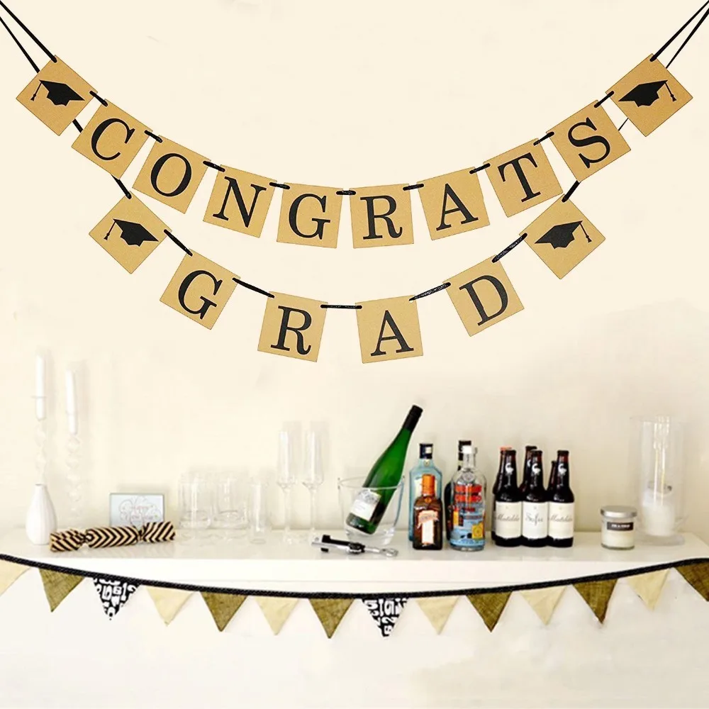 FANLUS Perfect Graduation Decorations Party Supplies for Grad Party Classy Kraft Paper Bunting Graduation Banner  (3)