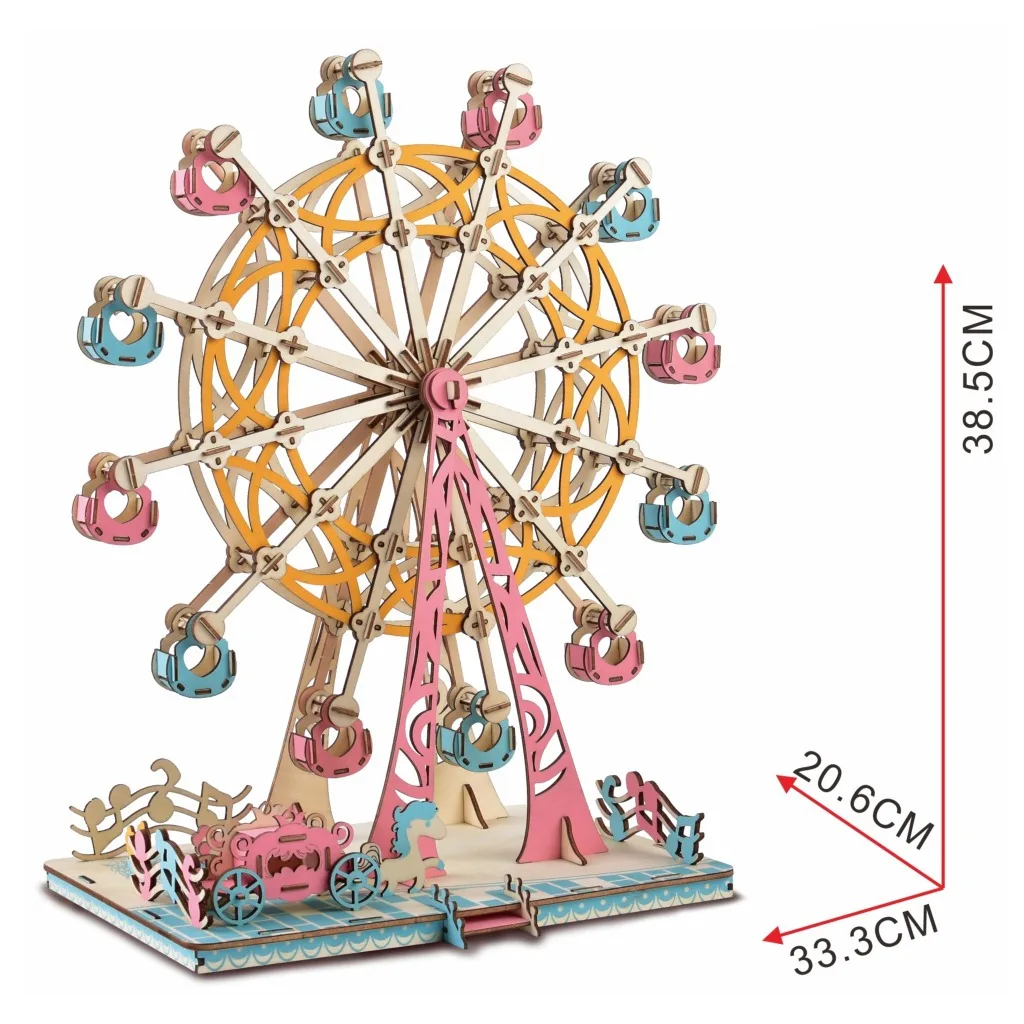 3D деревянные головоломки игрушки лазерная резка колесо обозрения головоломки DIY Ручная сборка Дети Обучающие деревянные игрушки для детей
