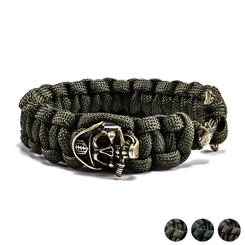 CCD Pirate captain's skull adjustable outdoor life saving Bracelet Hand woven survival Parachute rope ornaments | Украшения и