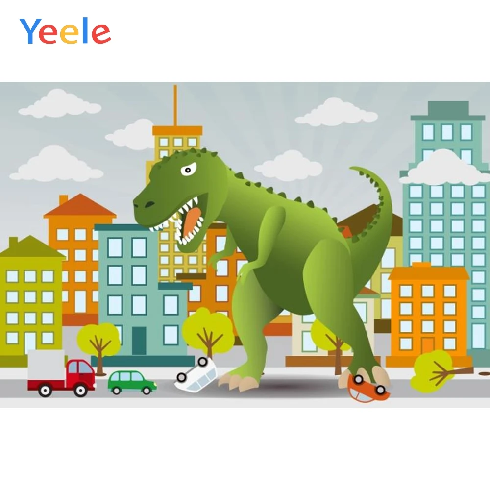 

Yeele Cartoon Dinosaur Building Baby Portrait Photography Backdrops Customized Photographic Backgrounds Photocall Photo Studio
