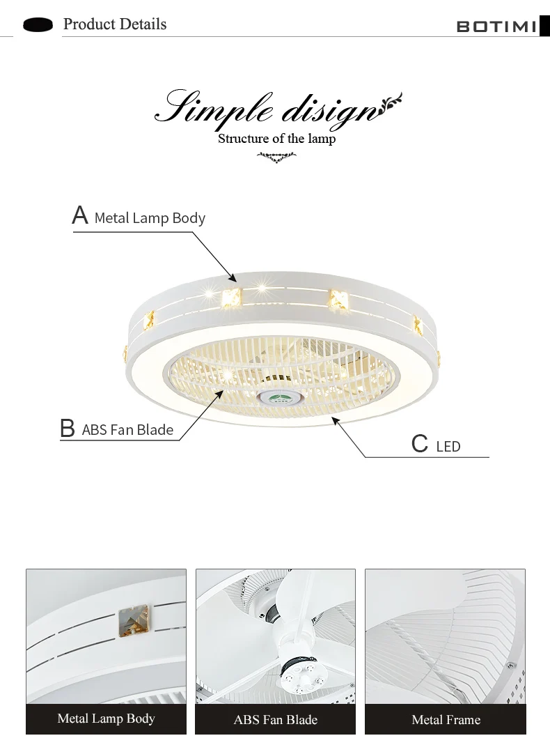 BOTIMI современный светодиодный потолочный вентилятор с подсветкой для Гостиная 220V охлаждающий вентилятор круглый потолочный вентилятор-люстра с дистанционным Управление