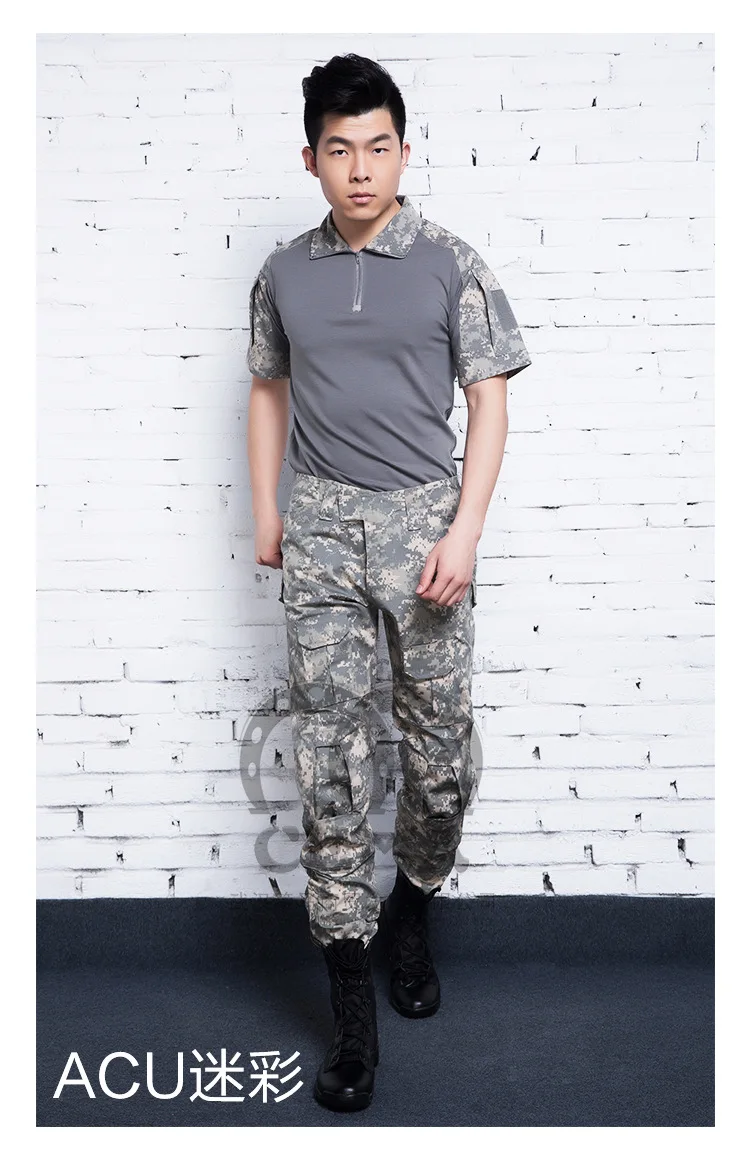 Военная Униформа форма Камуфляжный костюм Костюмы Для Мужчин Армия uniforme Militar Тактический Бой США черная футболка + Брюки для девочек для