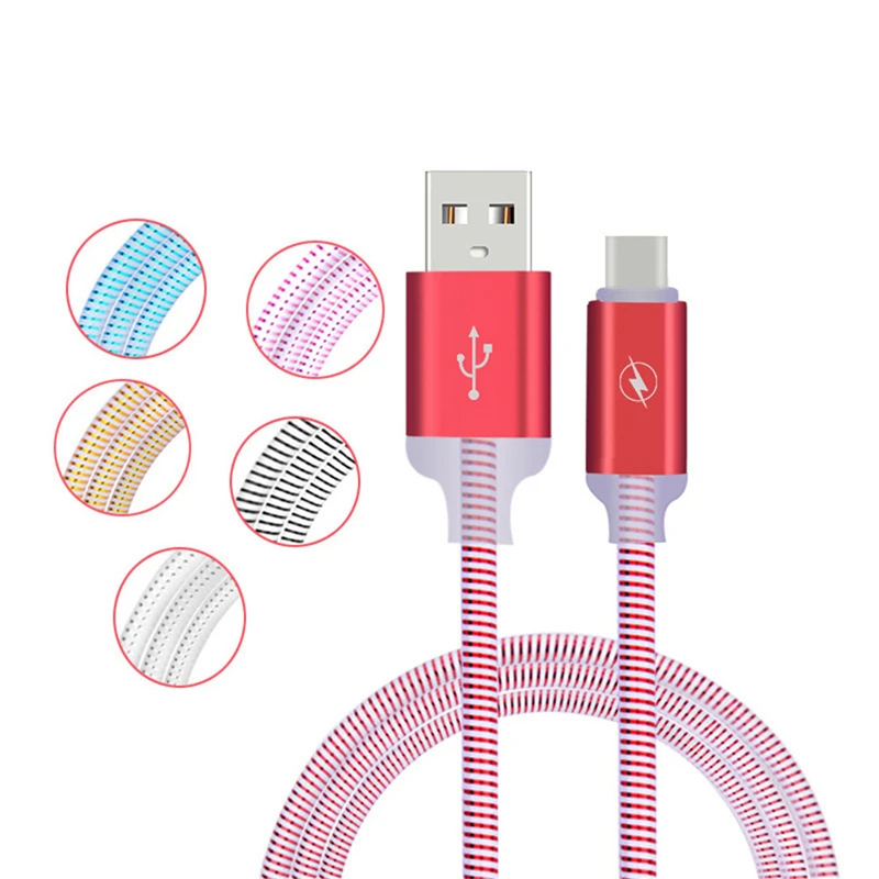 Светодиодный спиральный кабель Lumines для iPhone XS Xiaomi Android type-c Быстрая зарядка USB кабель для передачи данных Android Micro usb зарядка мобильного телефона
