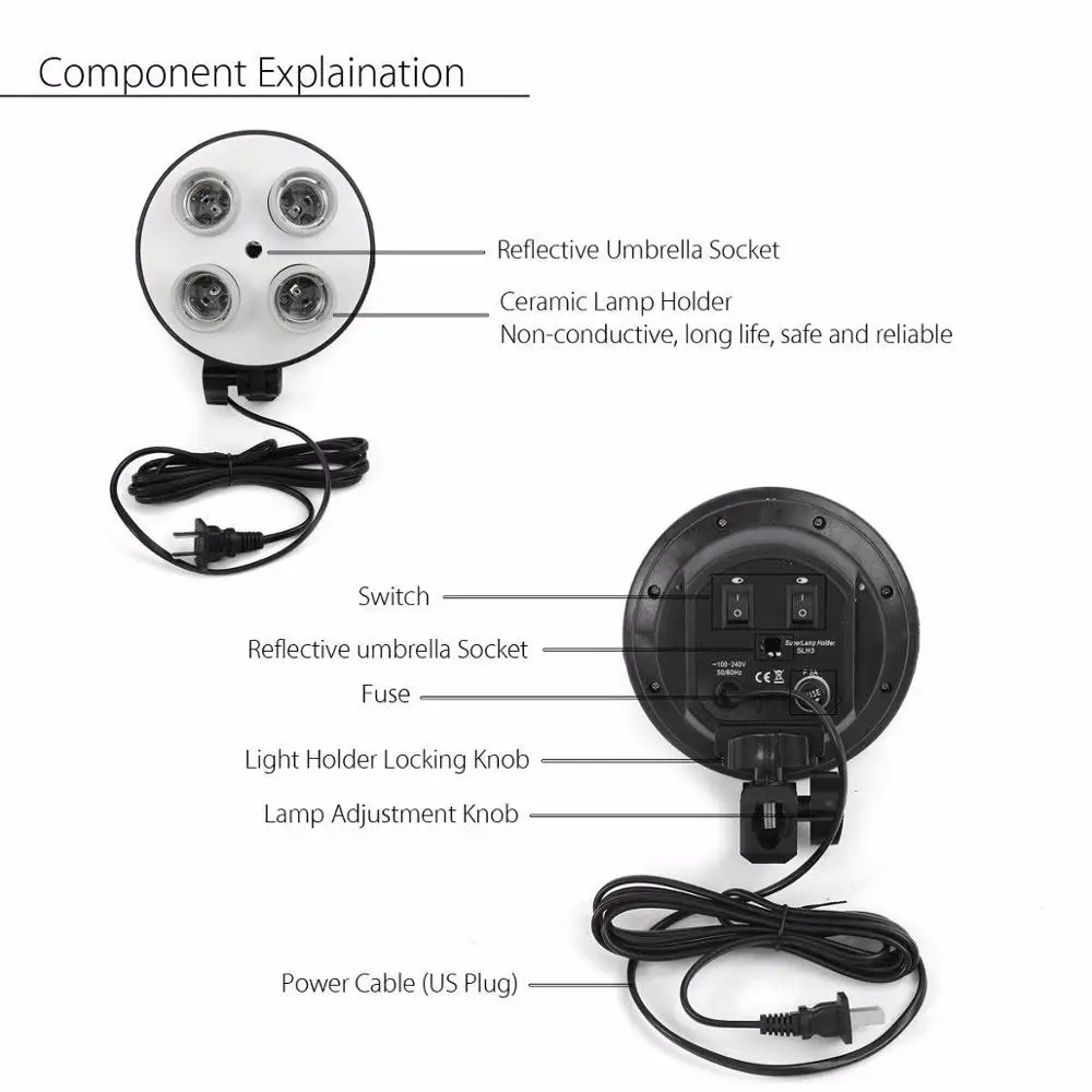  ZUOCHEN 8PCS Lamps E27 135W Bulbs Photography Lighting Kit 2PCS Softbox Lightbox+Light Stand For Ph