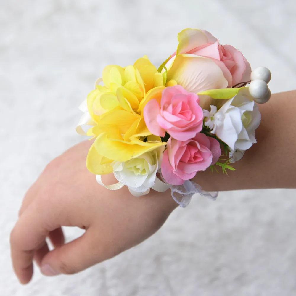 Hand Corsage Flowers Flower Bracelet Bridesmaid Bracelet Flower Bracelet For Bridesmaids Prom Bracelets Wrist Flower Pink