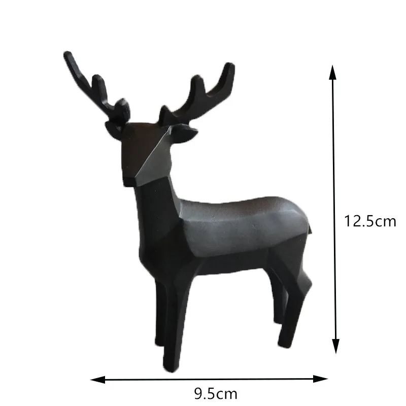 BUF современная абстрактная маленькая черная статуя оленя Смола украшения для дома аксессуары подарок геометрический олень из полимера скульптура
