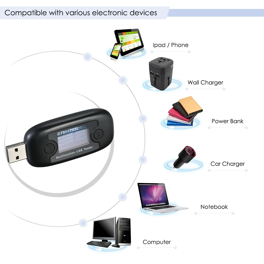 Многофункциональный usb-тестер измеритель тока измеритель мощности Вольтметр Амперметр с быстрой зарядкой триггера