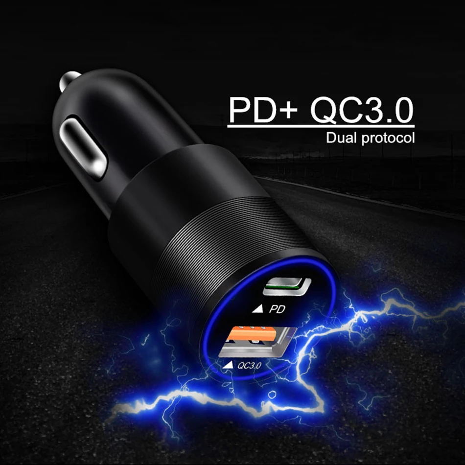 

For iPhone Arac Sarj Samsung Xiaomi Huawei Carregador Carros Ladowarka Samochodowa USB Type-C PD QC 3.0 Quick Charge Car Fast de