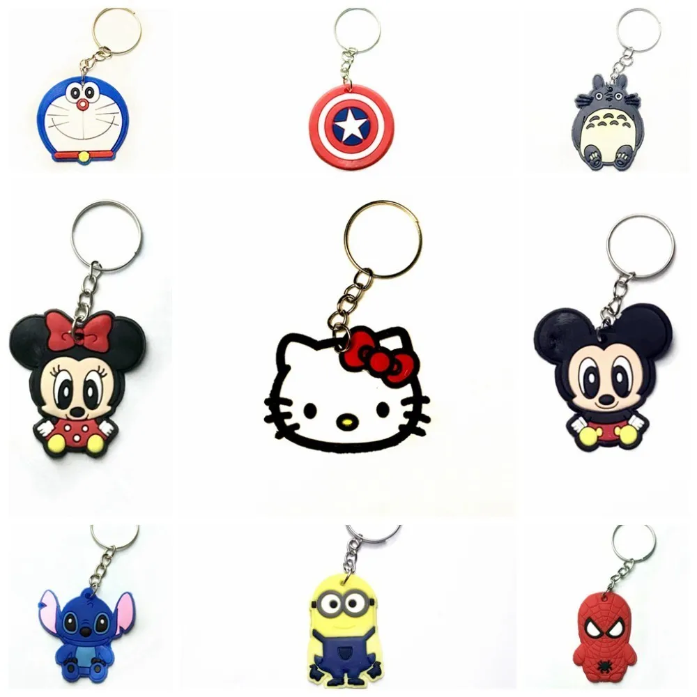 

Cartoon Anime Minion Cute Owl Key Cover Mickey Stitch Bear Keychain Silicone Hello Kitty Porte Clef Cat Cap Minne Key Protection