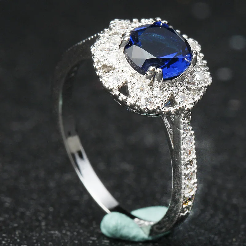 Модное солнцезащитное кольцо из натурального голубого сапфира S925 Серебряное кольцо с натуральным драгоценным камнем Женская Свадебная вечеринка подарок ювелирные изделия