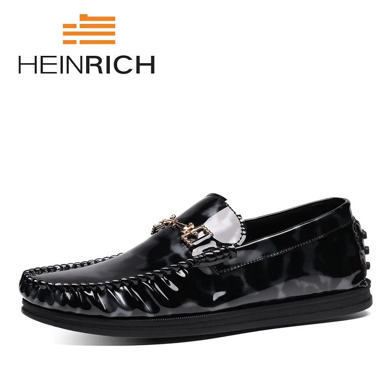 HEINRICH 2018 Hot Sale Men Casual Shoes Summer Men Genuine Leather Soft Driving Shoes Slip On Men's Flats Shoes Sapatos