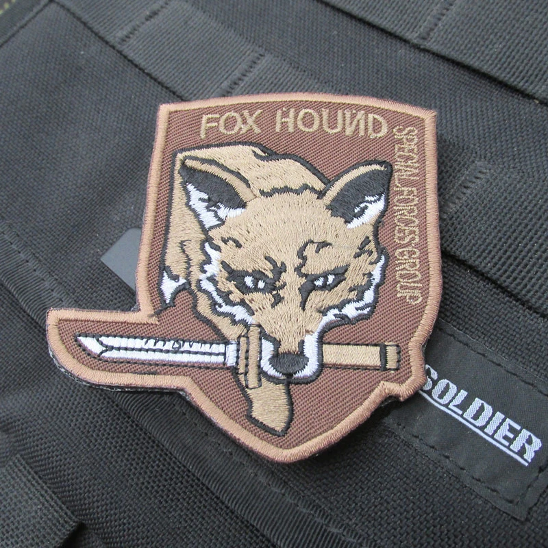 Embroidered Patches Metal Gear Solid MGS FOX Patch Hook& Loop Embroidery Stickers Military Chapter Badges For Clothes PATCH