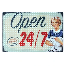 [Mike86] открытые 24/7 часов леди металлические знаки Подарок паб Wall art Живопись украшения B-216 заказ смешивания 20*30 см