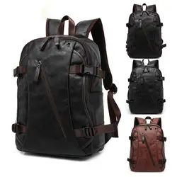 Модные мужские рюкзаки кожаные сумки для ноутбука уличная дорожная сумка ретро спортивная сумка черный прочный рюкзак мужской Mochila