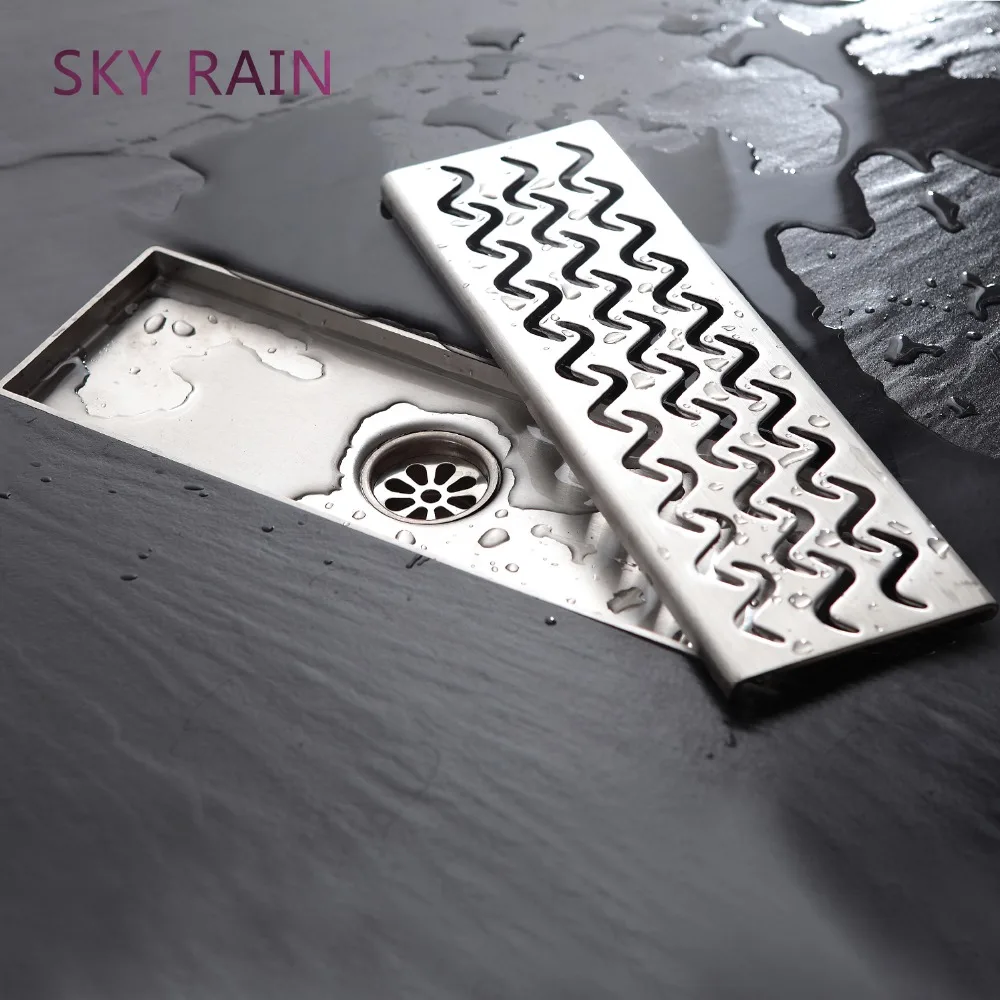 

SKY RAIN High Quality 304 Stainless Steel Rustproof Linear Shower Drain Rectangle Types Of Floor Drain