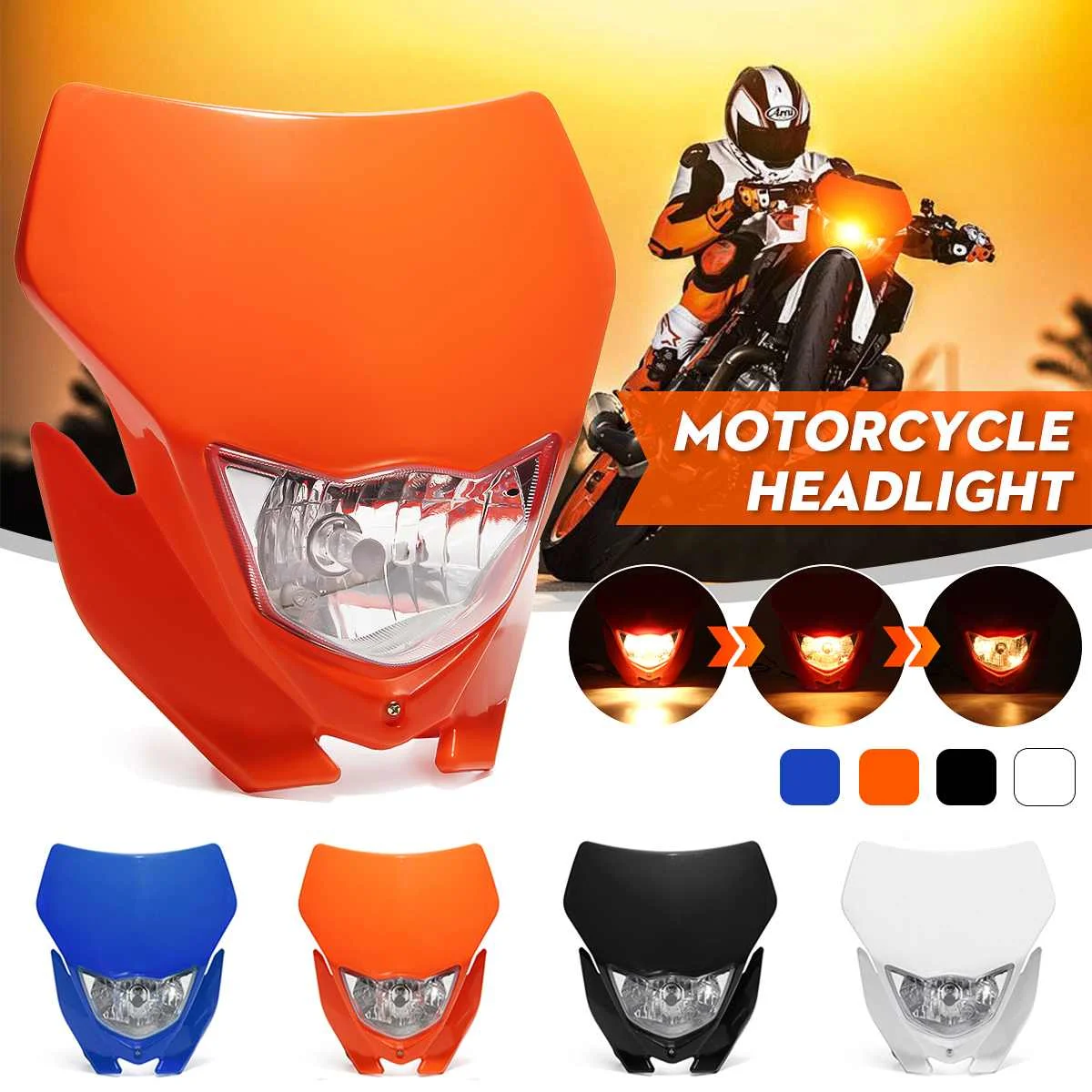 

12V 35W Motorcycle H4 Headlight Fairing Kit Dirt Bike Off-Road Headlamp Light Universal