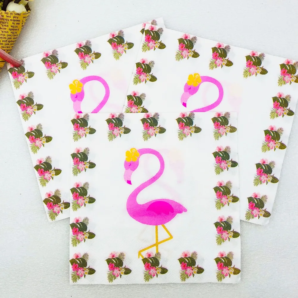 

20pcs/lot Flamingo Party Supplies Paper Napkin Baby Shower Theme Favors Kids Girl Cartoon Birthday Decoration Party Supplies