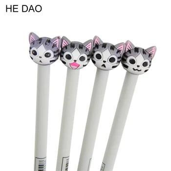 

4Pcs/lot 0.5mm New Arrival Cute Cheese Cat Gel Ink Pen Promotional Gift Stationery School Office Supply Fod