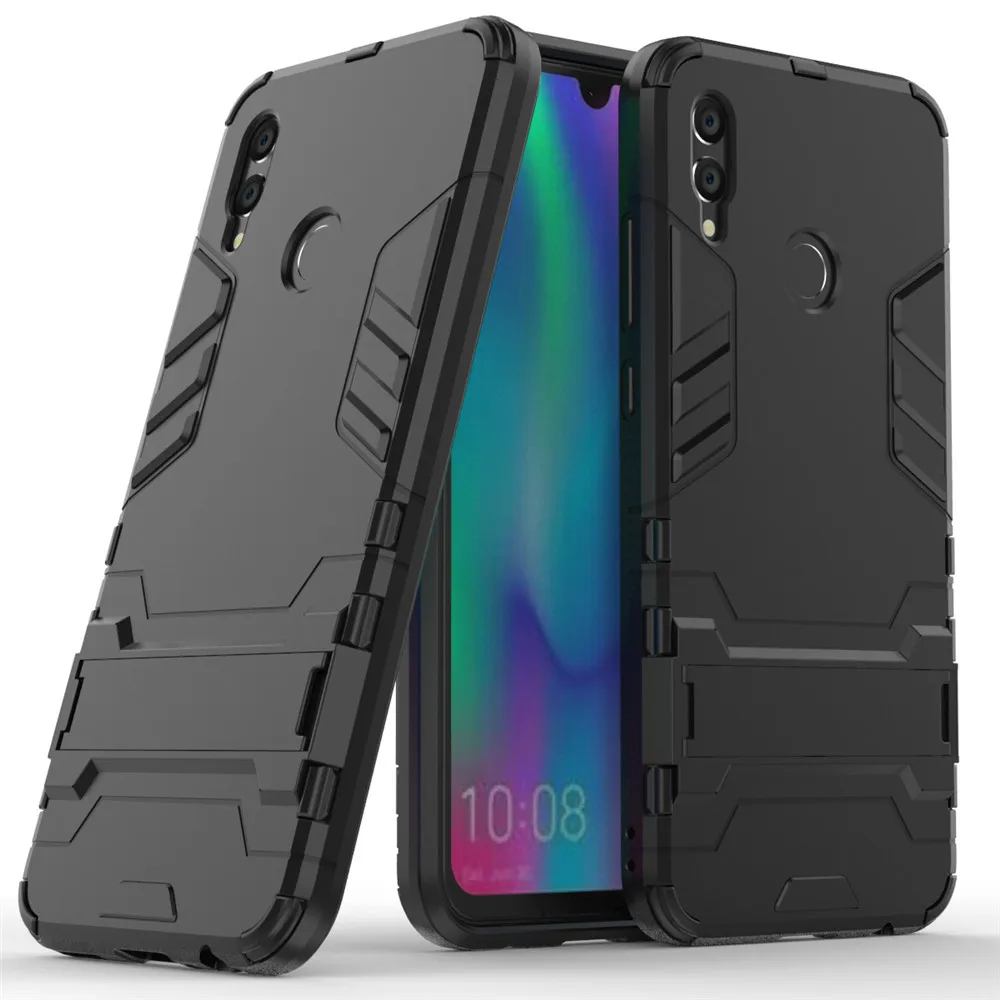 

For Huawei P Smart 2019 Case Cover Luxury Iron Man Stand Case Hard Armor+Soft Silicone TPU Cover for Huawei P Smart Plus