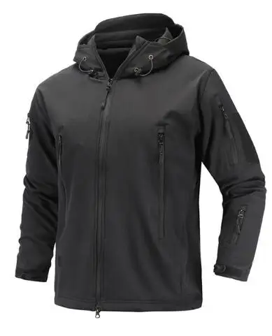 Тактическая Военная Мужская куртка для спорта на открытом воздухе, кемпинга, туризма, флисовая водонепроницаемая ветрозащитная теплая камуфляжная одежда для охоты - Цвет: black