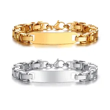 Браслет для мужчин нержавеющая сталь византийский звено цепи панк Мужской идентификации Pulseira 8,26& quot; Золото Co