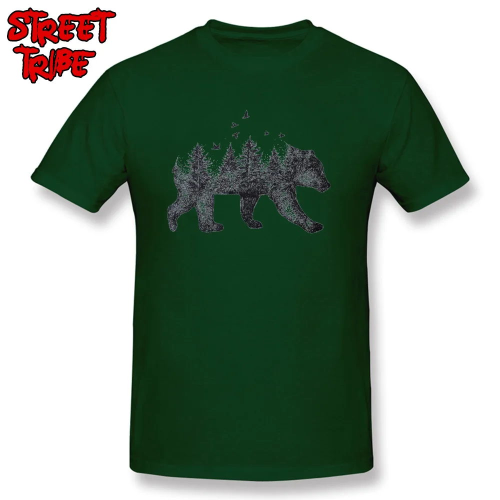 Хлопковая Футболка мужская бежевая футболка винтажные футболки топы с медведем и лесом художественный дизайн Модная одежда размера плюс футболки с коротким рукавом - Цвет: Dark Green