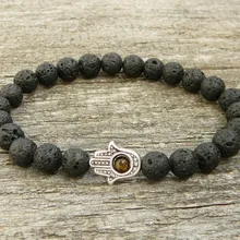 SN0300 хамса черный лавовый браслет для мужчин Лава Йога браслет, бижутерия для мужчин каменный браслет