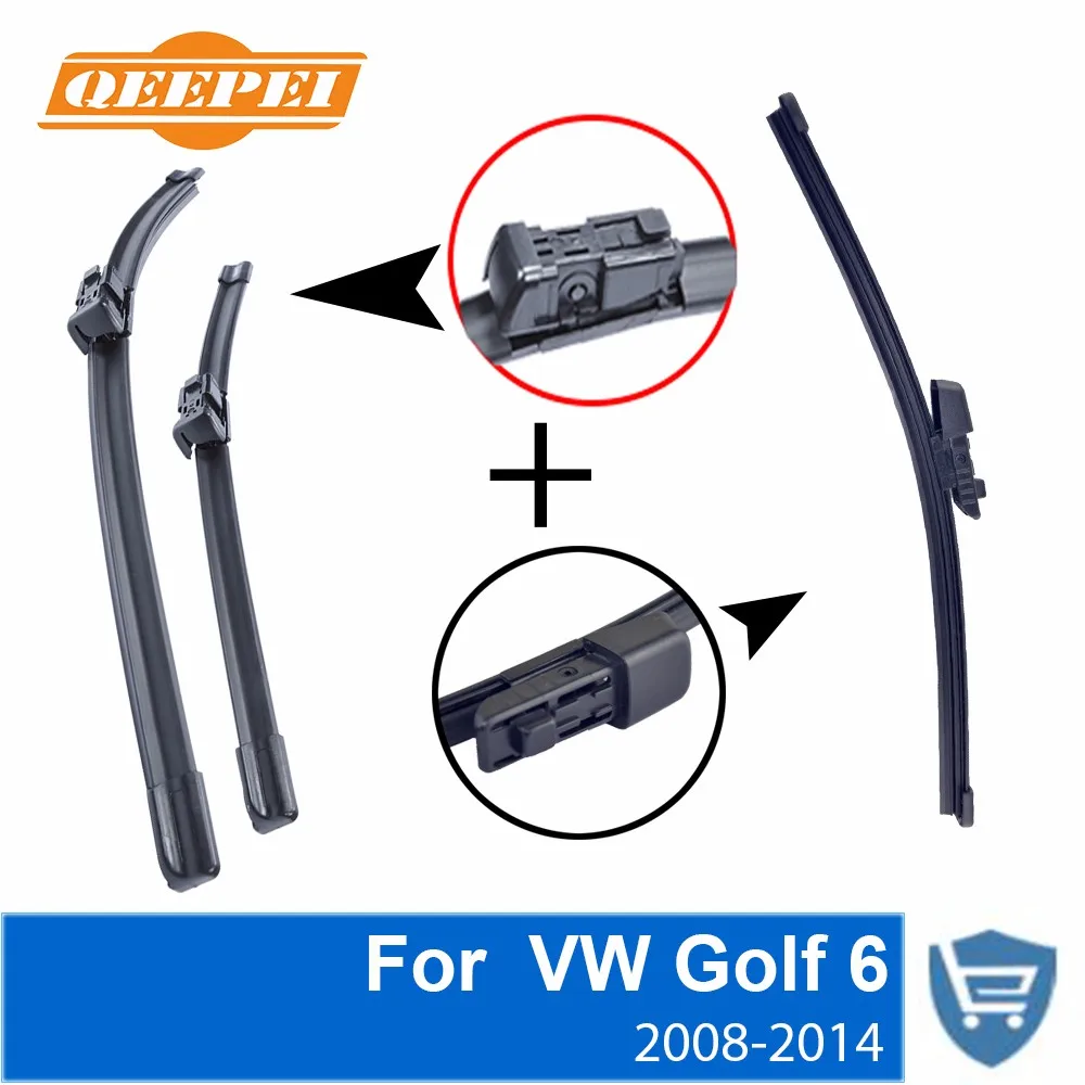 

QEEPEI Front and Rear Wiper Blade no Arm For VW Golf 6 2008-2014 High quality Natural Rubber windscreen 24''+19''