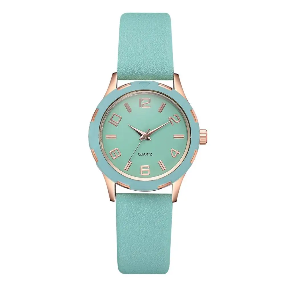 Корейская Новая мода простые женские часы многоцветный кожаный ремень женские часы кварцевые наручные часы Orologi Donna Relojes Para Mujer* A - Цвет: Mint Green