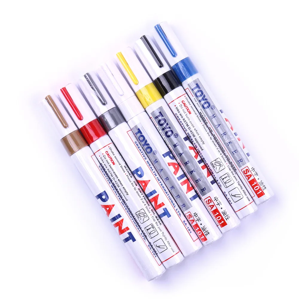 7PCS Rubber Metal Wood Glass Plastic Paint Care Car Motorcycle Tyre Tire Tread Marker Painting