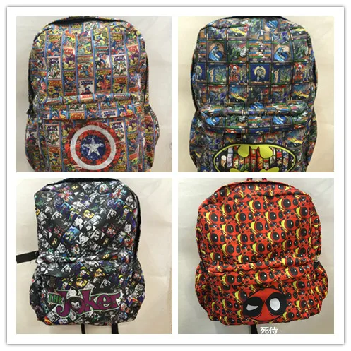 

2018 Real Mochila Escolar School Bags For Marvel/, Captain America, Iron Man Batman Superman, Dead Man, Shoulder Bag, Backpack