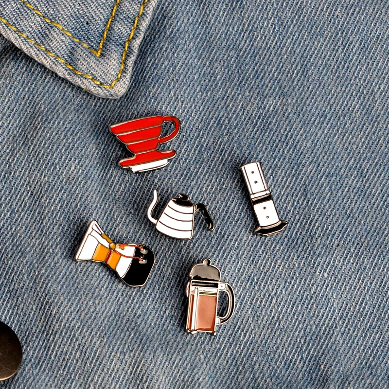 QIHE-JEWELRY-Hand-Punch-Pot-AeroPress-Chemex-Filter-Bowl-Coffee-Enamel-Pins-Shirt-Bag-Hat-Decoration