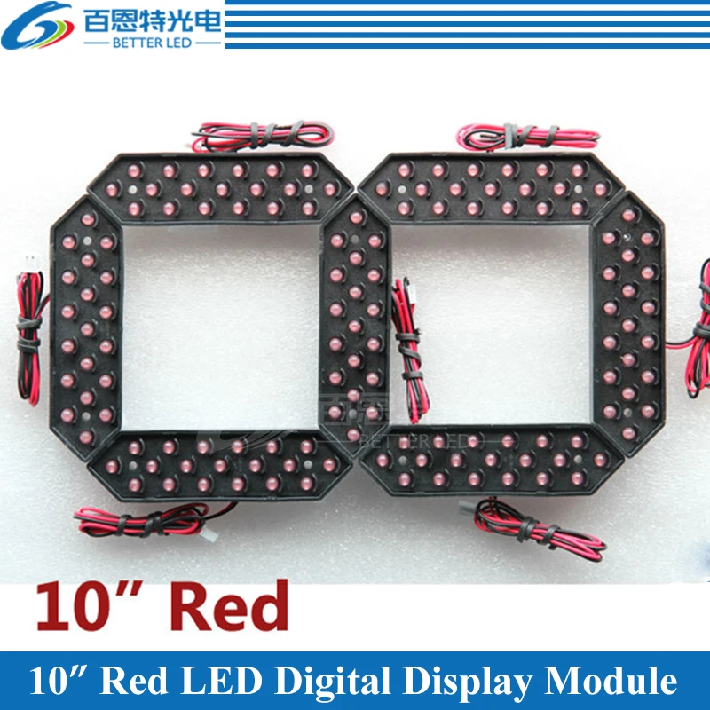 

4pcs/lot 10" Red Color Outdoor 7 Seven Segment LED Digital Number Module for Gas Price LED Display module