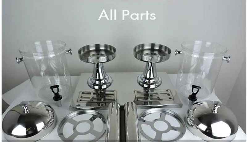  drink dispensers with stand stainless steel spigot ice chamber plastic double juice container beverage jar silver gold 8L jug buffet server