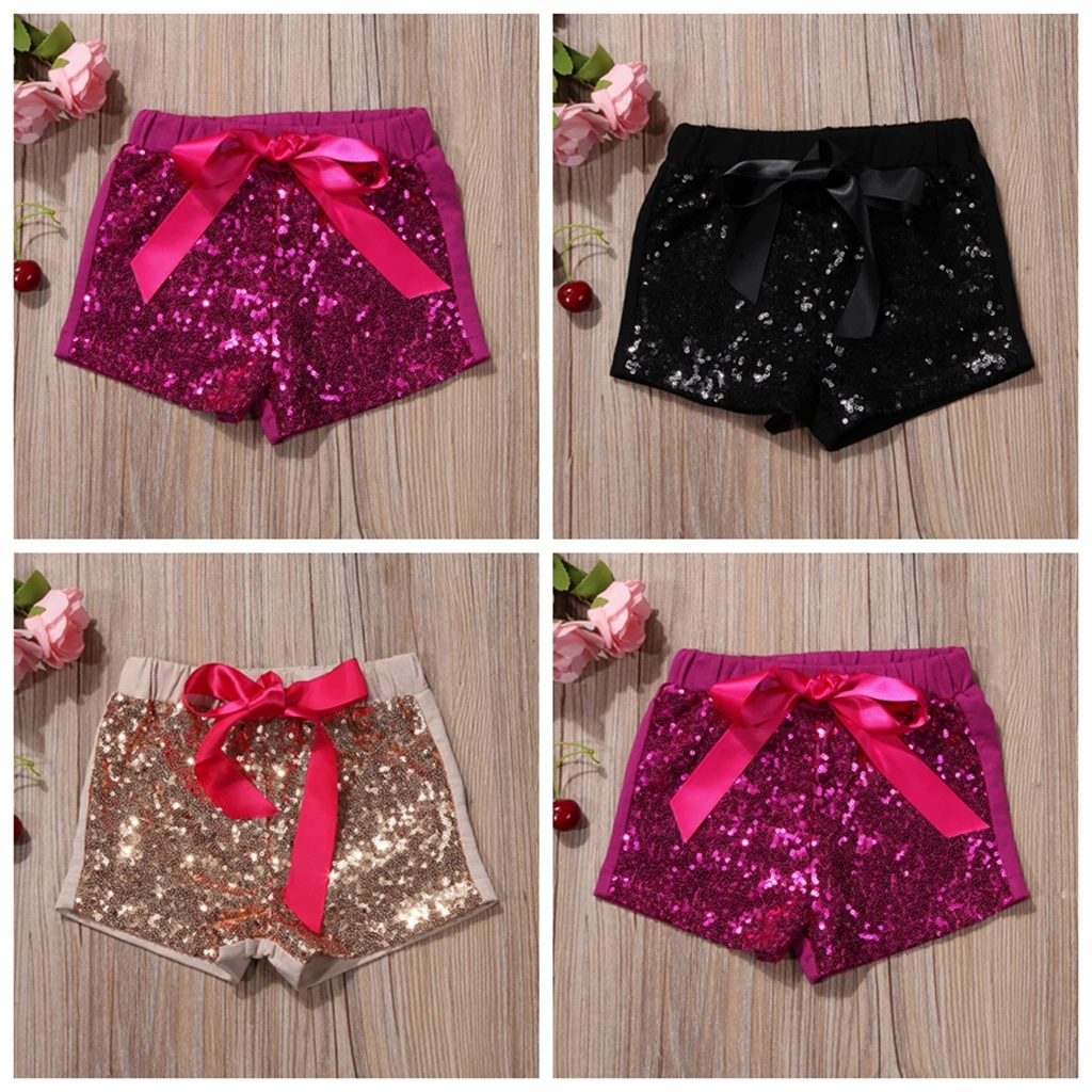 

Cute Infant Toddler Baby Kids Girl Bow Party Shorts Bottoms Sequin Pants Clothes 0-5T