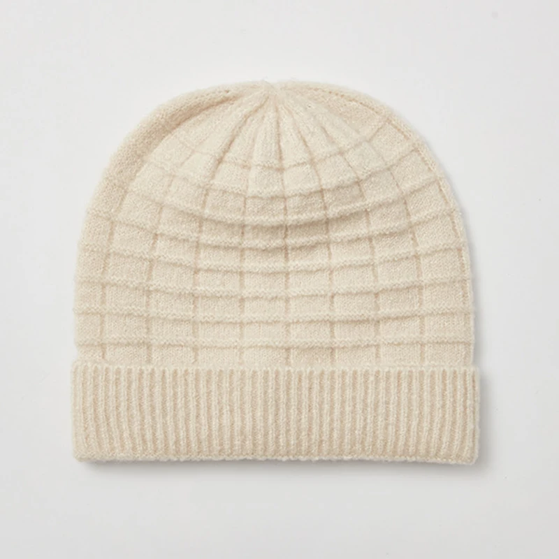 Женская зимняя вязаная шапка с шерстяными полями и манжетами, теплая мягкая Осенняя Повседневная Уличная Лыжная Шапка Skullies, аксессуар