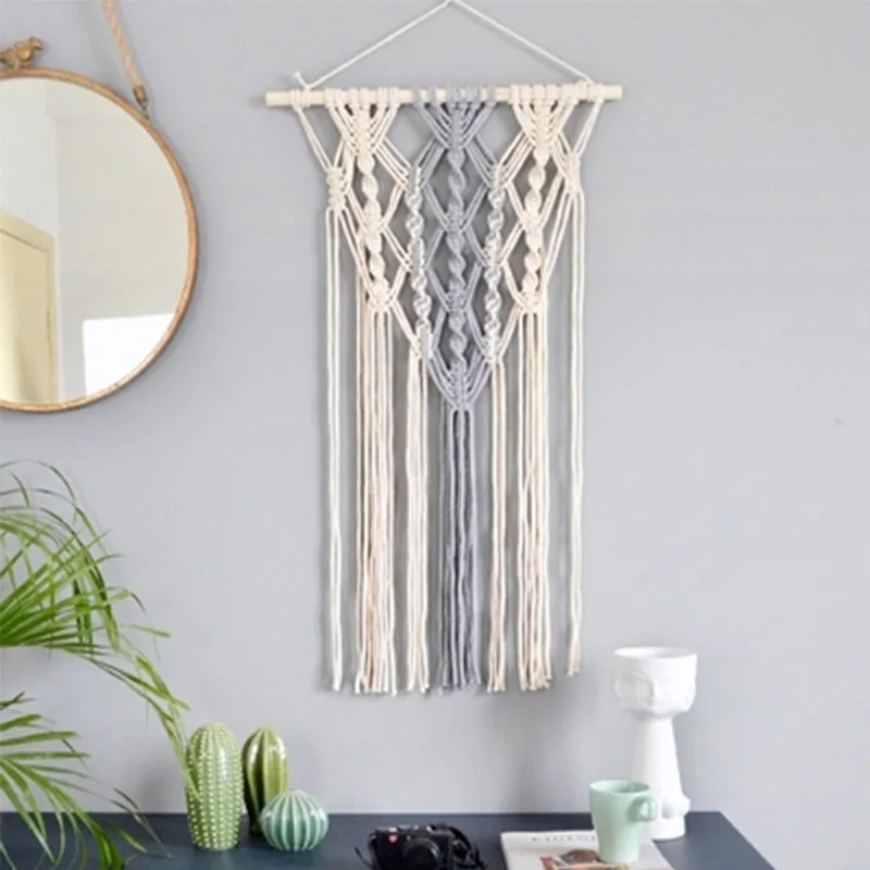

Macrame Wall Hanging Tapestry Hand Woven Pendant Decoration House Ceremony Living Room Home Furnishing Accessories Mandala Grey