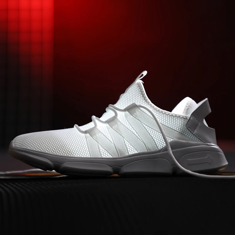 

Dropshipping BLACK WHITE RED big size Light mens sports sneakers running outdoor walking Jogging mesh breathable shoes HA-42