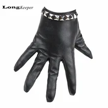 Женские танцевальные перчатки женский полный палец перчатки вечерние ПОКАЗАТЬ КОЖАНЫЕ ПЕРЧАТКИ модная обувь с заклепками; Цвет Черный; приятные на ощупь варежки для Для женщин G83