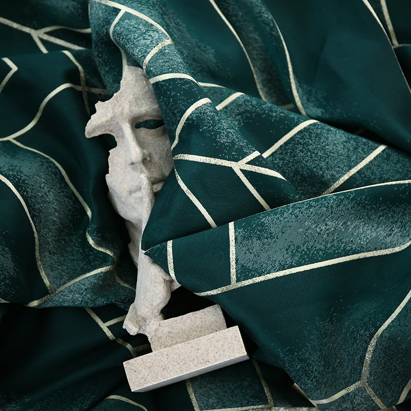 Preise Halb Blackout Vorhänge für Schlafzimmer Wohnzimmer Luxus Vorhang mit Streifen Muster Kreative Nordic Vorhänge Retro Grün Grau Jalousien
